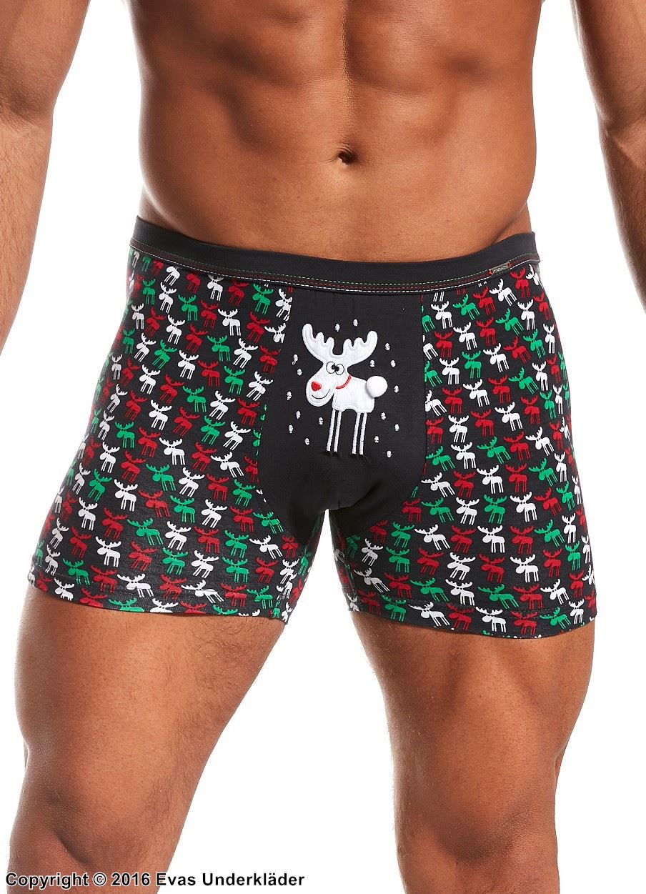 Men's boxer briefs, reindeer, Christmas theme